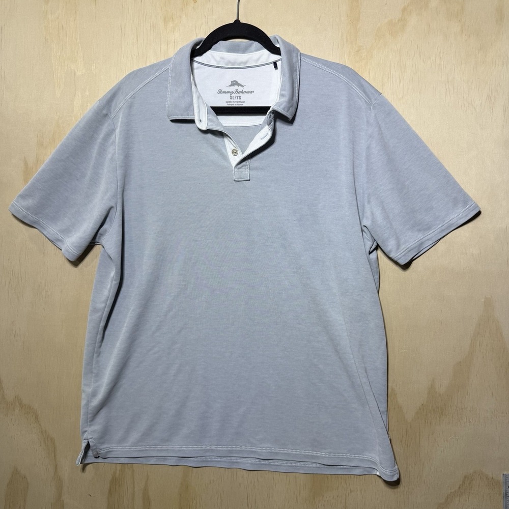 Tommy‎ Bahama Polo Shirt Mens XL Blue Tencel Lyocell Short Sleeve Casual